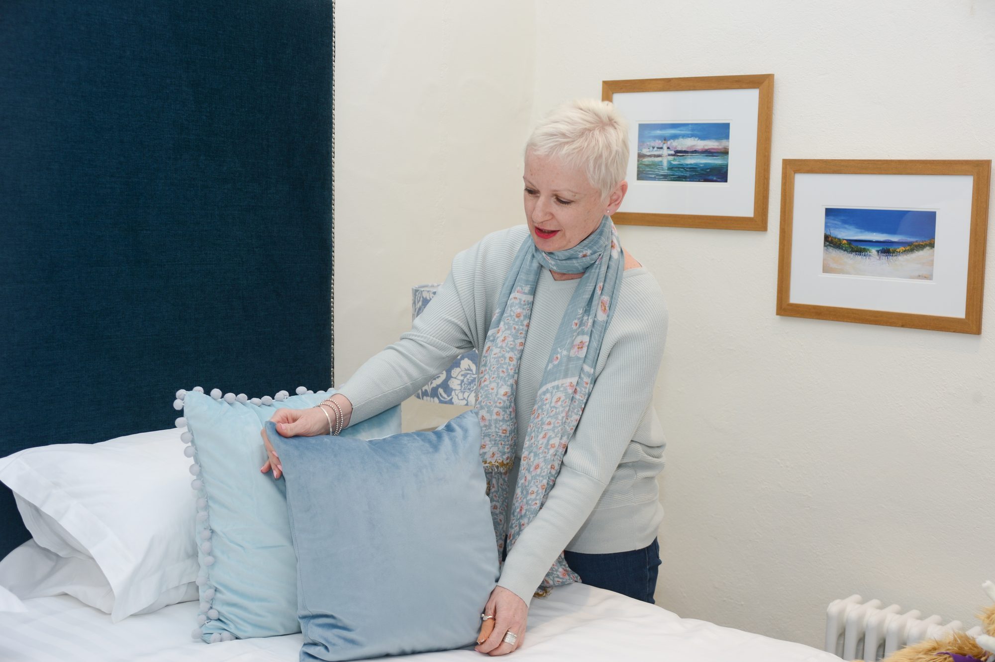 Pip of Pip Interior Designs styling a bedroom in a North Yorkshire hotel