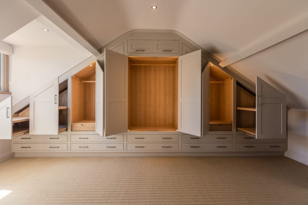 Fitted eaves joinery in a bedroom at The Old Rectory