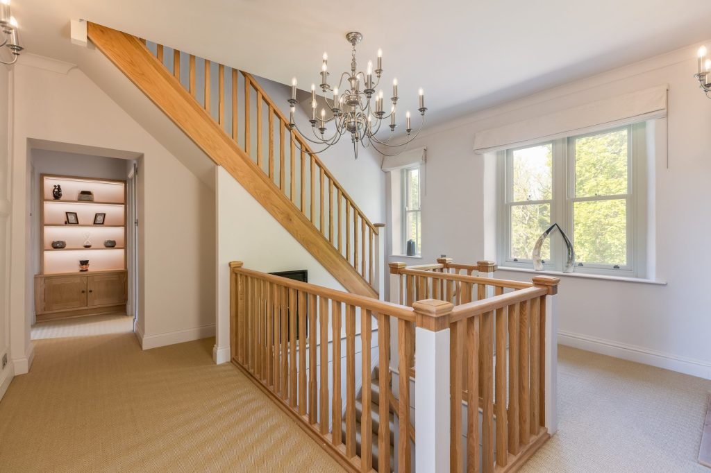 Oak staircase and landing at The Old Rectory