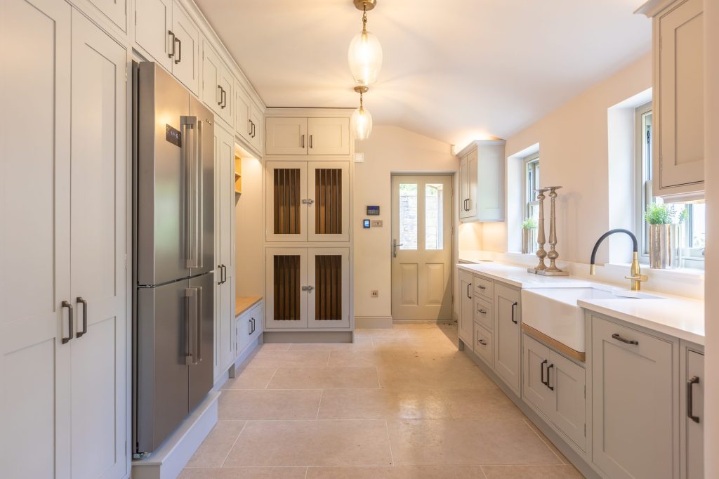Boot room at The Old Rectory near York, designed by Pip Interior Designs