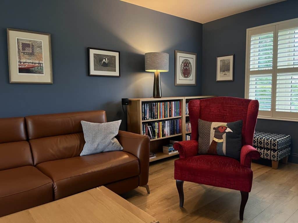 Another view of the sitting room in North Yorkshire, designed by Pip Interior Designs